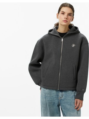 Tommy Hilfiger Script Interlock Kadın Gri Sweatshirt