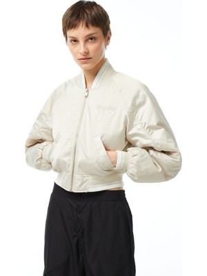 Tommy Hilfiger Tommy Jeans Crp Satin Varsity Bomber Kadın Bej Ceket