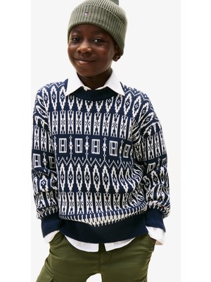 Tommy Hilfiger Fairisle Çocuk Lacivert Kazak