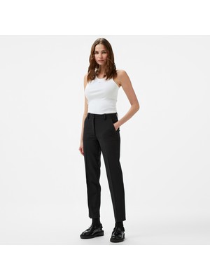 Calvin Klein Stretch Wool Slim Tapered Leg Kadın Siyah Pantolon