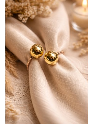 Empressco 12'li Gold Bead Metal Halkalı Peçete Yüzüğü Seti