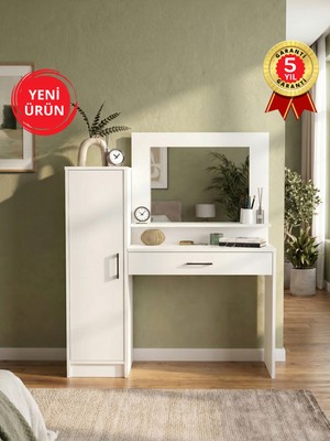 Dorpek Aynalı Makyaj Masası, Kapaklı ve Çekmeceli Makyaj Masası Organizeri, Takı Aksesuar Düzenleyici | Kaunos