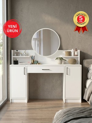 Dorpek Aynalı Makyaj Masası, Çekmeceli ve 2 Kapaklı Makyaj Masası Organizeri | Talos