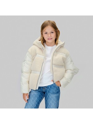 Calvin Klein Teddy Shiny Puffer Çocuk Krem Rengi Mont