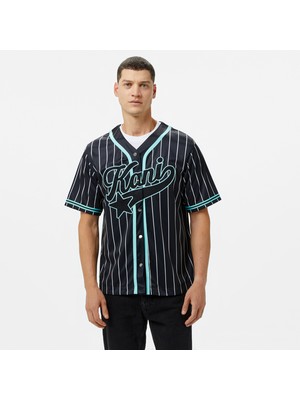 Karl Kani Kani Star Logo Pinstripe Baseball Erkek Siyah Gömlek