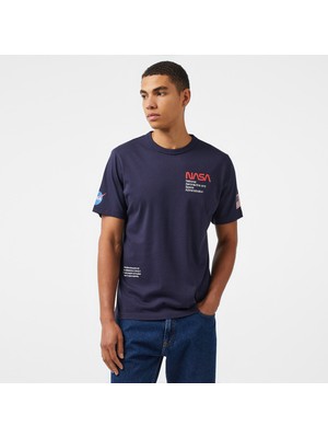 Alpha Industries Nasa Worm Logo Unisex Mavi T-Shirt
