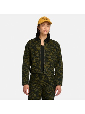Timberland Strafford Quılted Washed Canvas Printed Kadın Yeşil Ceket