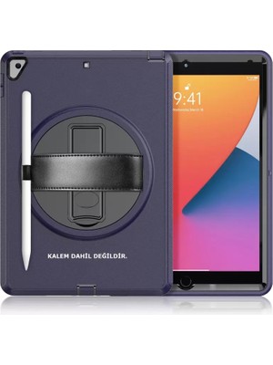 Newface Apple iPad 10.2 (7.nesil) Kılıf Hand Strap Tablet Kılıfı - Lacivert