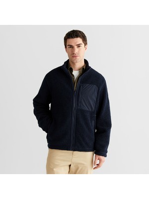 Gant Erkek Lacivert Fermuarlı Çift Taraflı Polar Sweatshirt