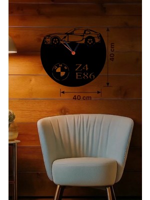 Hobibahçem Bmw Z4 E86 Tasarım Ahşap Duvar Saati - 40X40 cm Lazer Kesim Dekoratif