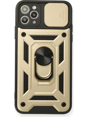 Newface Apple iPhone 11 Pro Kılıf Pars Lens Yüzüklü Silikon - Gold