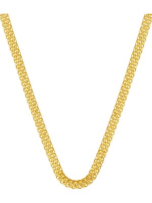 Bilezikci 4 mm. Örgü 14 Ayar Altın Zincir Kolye 40 Cm.