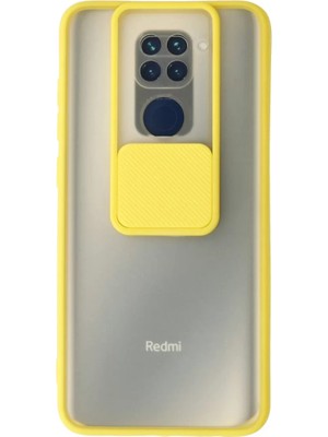 Newface Xiaomi Redmi Note 9 Kılıf Palm Buzlu Kamera Sürgülü Silikon - Sarı