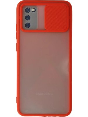 Newface Samsung Galaxy A02S Kılıf Palm Buzlu Kamera Sürgülü Silikon - Kırmızı