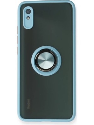 Newface Xiaomi Redmi 9A Kılıf Montreal Yüzüklü Silikon Kapak - Buz Mavi