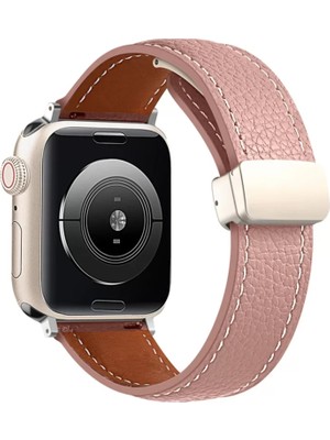 Newface Apple Watch 38MM KR414 Daks Deri Kordon - Pembe