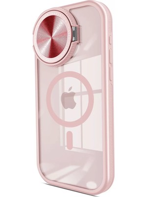Newface Apple iPhone 15 Pro Kılıf Teleskop Lens Magsafe Silikon Kapak - Pembe