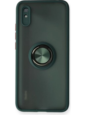 Newface Xiaomi Redmi 9A Kılıf Montreal Yüzüklü Silikon Kapak - Yeşil