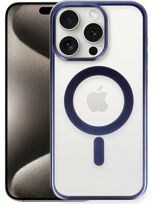 Newface Apple iPhone 15 Pro Max Kılıf Erozi Magsafe Kapak - Lacivert