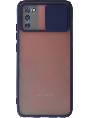 Newface Samsung Galaxy A03S Kılıf Palm Buzlu Kamera Sürgülü Silikon - Lacivert