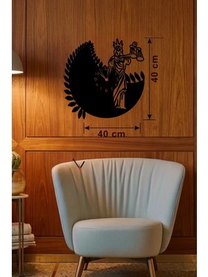 Hobibahçem Adalet Tanrıçası Themis Tasarım Ahşap Duvar Saati - 40X40 cm Avukat Hediyesi