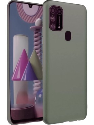 Newface Samsung Galaxy M31 Kılıf Nano Içi Kadife Silikon - Koyu Yeşil