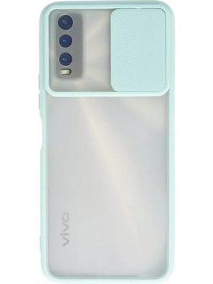 Newface Vivo Y11S Kılıf Palm Buzlu Kamera Sürgülü Silikon - Turkuaz