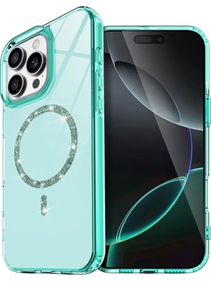Newface Apple iPhone 16 Pro Live Diamond Magsafe Kapak - Yeşil