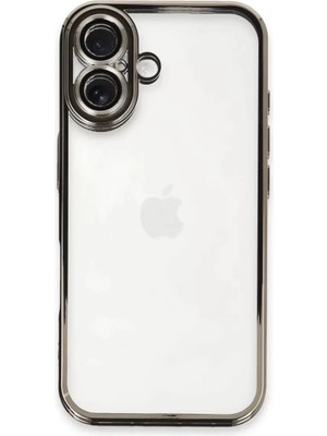 Newface Apple iPhone 16 Plus Kılıf Razer Lensli Silikon - Titanyum Gri