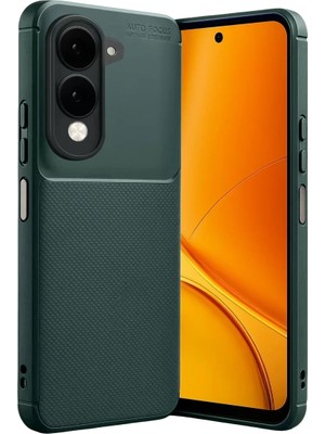 Newface Vivo Y29S Auto Focus Karbon Kapak - Koyu Yeşil