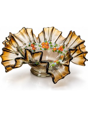 Es Dekor Vintage Lokumluk Şekerlik Sunum Tabak Marul Cam Tealight Mumluk 1 Adet