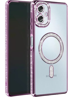 Newface Samsung Galaxy A06 Joke Simli Magneticsafe Kılıf - Derin Mor