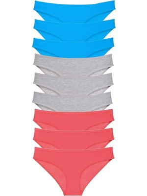 MiraLive 9 Adet Süper Eko Set Likralı Kadın Slip Külot Fuşya Gri Mavi