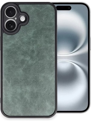 Newface Apple iPhone 16 Plus Kılıf Aras Deri Kapak - Koyu Yeşil