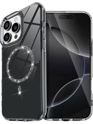 Newface Apple iPhone 16 Pro Max Live Diamond Magsafe Kapak - Siyah
