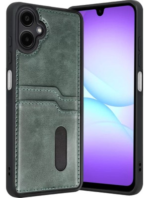 Newface Samsung Galaxy A07 4g Sara Kartvizitli Deri Kılıf - Yeşil