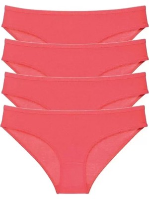 MiraLive 4 Adet Süper Eko Set Likralı Kadın Slip Külot Kırmızı