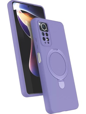 Newface Xiaomi Redmi Note 12 Pro 4g Regal Magsafe Standlı Kapak - Lila