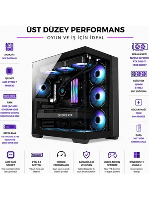 Apphirex Prestige X52 Ryzen 7 9800X3D / Msı B650M-B / RTX5060Tİ 16GB / 32GB Ddr5 6000MHZ / 1tb M.2 SSD / 360MM Sıvı Soğutma Masaüstü Oyuncu Bilgisayarı