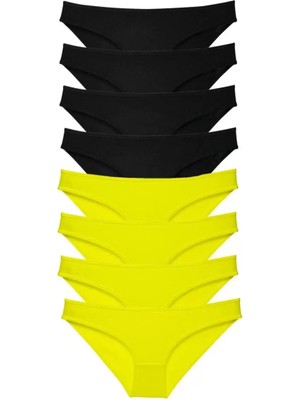 MiraLive 8 Adet Süper Eko Set Likralı Kadın Slip Külot Sarı Siyah