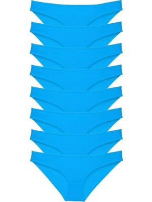 MiraLive 8 Adet Süper Eko Set Likralı Kadın Slip Külot Mavi