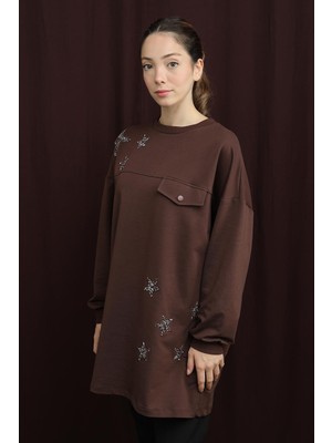 Puane Kadın Yıldız Detaylı Basic Tunik - 10736TUN - Black