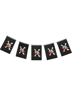 MiraLive Korsan Partisi Korsan Logo Baskılı Flama Süs Afiş Süsleme 8 Li