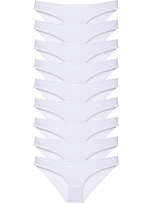 MiraLive 9 Adet Süper Eko Set Likralı Kadın Slip Külot Beyaz