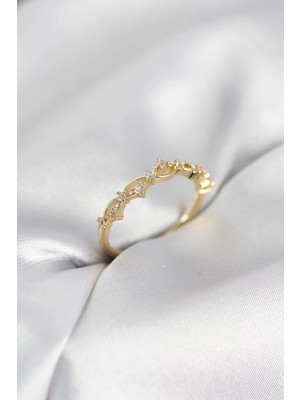 Hace Bazaar  Zirkon Taşlı Pirinç Gold Renk Kadın Yüzük TG27BYK4137 -Hcb