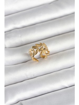 Hace Bazaar  316L Çelik Gold Renk Başak Figür Kadın Yüzük TG27BYK4174 -Hcb