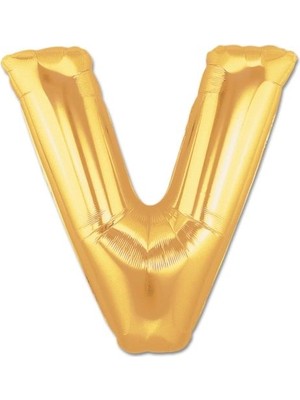 MiraLive V Harf Folyo Balon Altın Renk  40 Inç