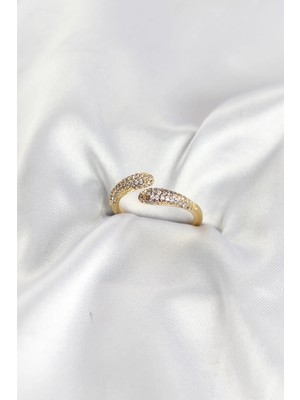Hace Bazaar  Zirkon Taşlı Gold Renk Pirinç Yüzük TG27BYK4185 -Hcb