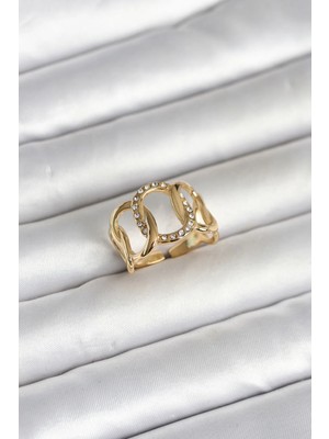 Hace Bazaar  316L Çelik Gold Renk Samanyolu Model Kadın Yüzük TG27BYK4160 -Hcb