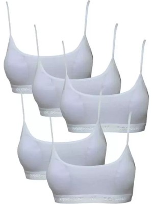 MiraLive Pedli Ip Askılı Beyaz Büstiyer 5 Adet